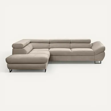 Canapé d'angle convertible OCTAVE tissu Curio taupe gauche vue de face