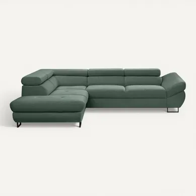 Canapé d'angle convertible OCTAVE tissu Curio écume gauche vue de face