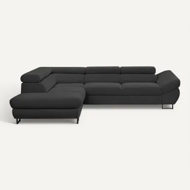 Canapé d'angle convertible OCTAVE tissu Curio anthracite gauche vue de face