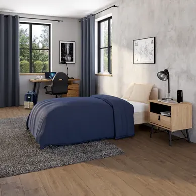 Housse de couette 140x200 cm DREAMEA PERCALE BLEU vue d'ambiance 1