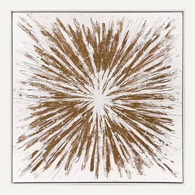 Toile 98x98 cm Eclat Doré et blanc Toile 98x98 cm Eclat Doré et blanc vue de face