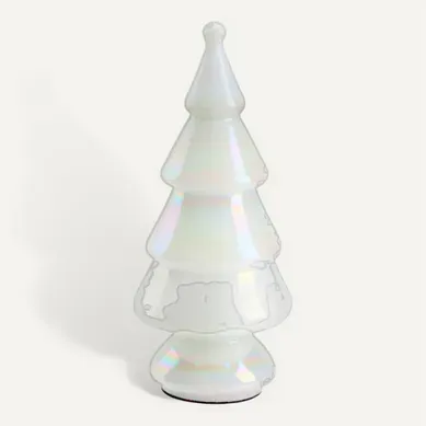 Sapin déco à poser H. 24 cm VALMON Blanc irisé Sapin déco à poser H. 24 cm VALMON Blanc irisé vue 3/4
