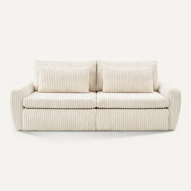 Canapé 3 places convertible MEVI tissu ambiance crème Canapé 3 places convertible MEVI tissu ambiance crème vue de face