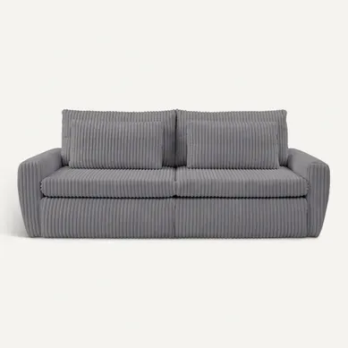 Canapé 3 places convertible MEVI tissu ambiance anthracite vue de face