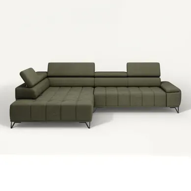 Canapé d'angle gauche relax PALLADIO tissu eden vert vue de face
