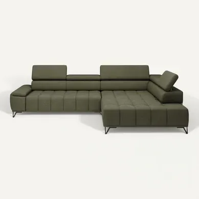 Canapé d'angle droit relax PALLADIO tissu eden vert Canapé d'angle droit relax PALLADIO tissu eden vert vue de face