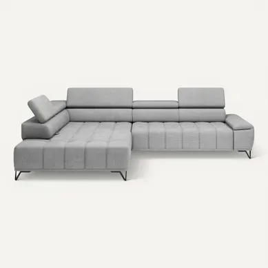 Canapé d'angle gauche relax PALLADIO tissu eden gris clair vue de face