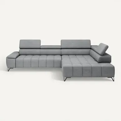 Canapé d'angle droit relax PALLADIO tissu eden gris Canapé d'angle droit relax PALLADIO tissu eden gris vue de face