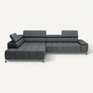 Canapé d'angle gauche relax PALLADIO tissu eden gris foncé Canapé d'angle gauche relax PALLADIO tissu eden gris foncé vue de face