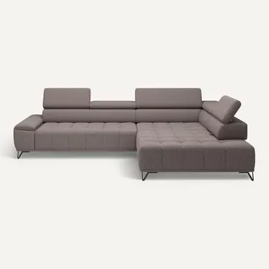 Canapé d'angle droit relax PALLADIO tissu bubble taupe vue de face
