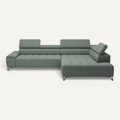 Canapé d'angle droit relax PALLADIO tissu bubble vert clair vue de face