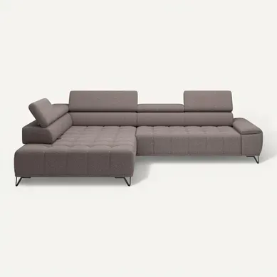 Canapé d'angle gauche relax PALLADIO tissu bubble taupe Canapé d'angle gauche relax PALLADIO tissu bubble taupe vue de face