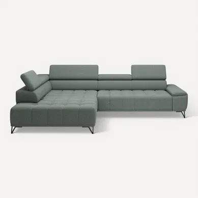 Canapé d'angle gauche relax PALLADIO tissu bubble vert clair vue de face