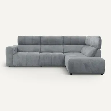 Canapé angle relax électrique droit UNIVERS tissu forte 10 gris bleu vue de face