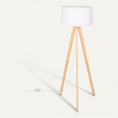 Lampadaire trépied H. 144 cm KIRSTEN 2 Naturel et blanc Lampadaire trépied H. 144 cm KIRSTEN 2 Naturel et blanc vue 3/4