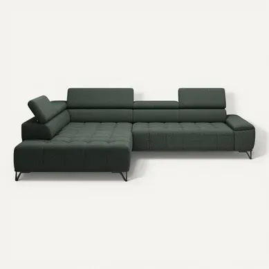 Canapé d'angle gauche relax PALLADIO tissu bubble vert vue de face