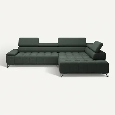 Canapé d'angle droit relax PALLADIO tissu bubble vert vue de face