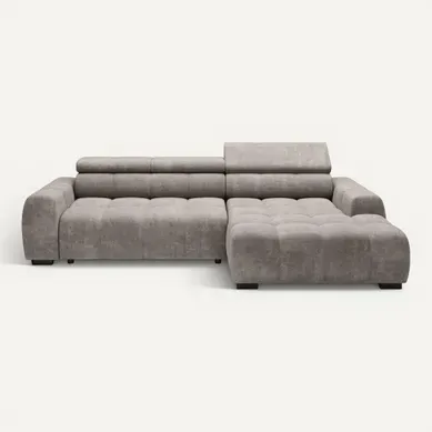 Canapé d'angle relax AUGUSTIN méridienne droit tissu beige vue de face