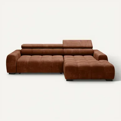 Canapé d'angle relax AUGUSTIN méridienne droit terra cotta Canapé d'angle relax AUGUSTIN méridienne droit terra cotta vue de face