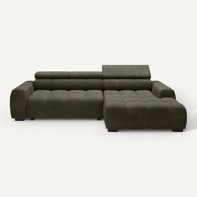 Canapé d'angle relax AUGUSTIN méridienne droit tissu vert vue de face