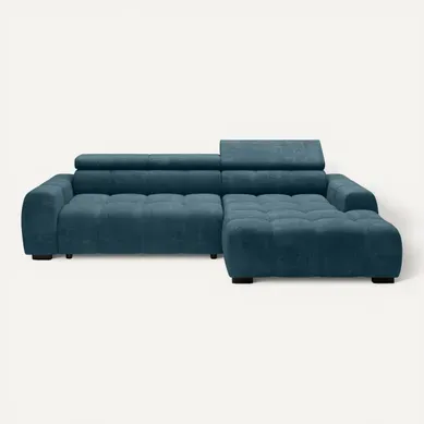 Canapé d'angle relax AUGUSTIN méridienne droit bleu clair Canapé d'angle relax AUGUSTIN méridienne droit bleu clair vue de face