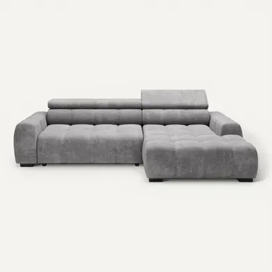 Canapé d'angle relax AUGUSTIN méridienne droit gris clair Canapé d'angle relax AUGUSTIN méridienne droit gris clair vue de face