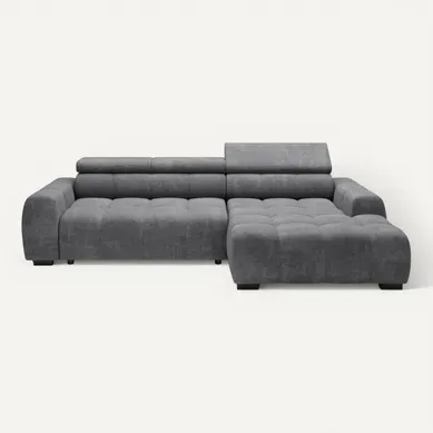 Canapé d'angle relax AUGUSTIN méridienne droit tissu gris Canapé d'angle relax AUGUSTIN méridienne droit tissu gris vue de face