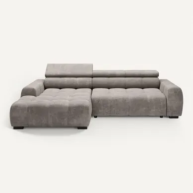 Canapé d'angle relax AUGUSTIN méridienne gauche tissu beige vue de face
