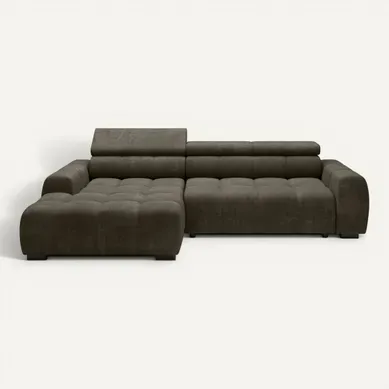 Canapé d'angle relax AUGUSTIN méridienne gauche tissu vert Canapé d'angle relax AUGUSTIN méridienne gauche tissu vert vue de face