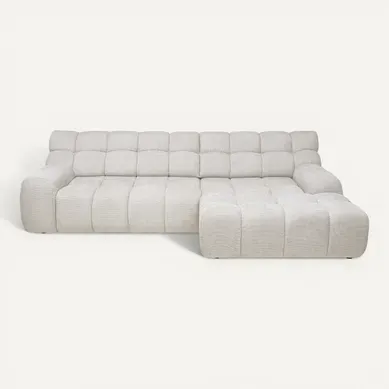 Canapé d'angle relax COCOON méridienne droit tissu beige vue de face