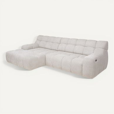 Canapé d'angle relax COCOON méridienne gauche tissu beige Canapé d'angle relax COCOON méridienne gauche tissu beige vue 3/4