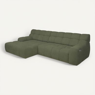 Canapé d'angle relax COCOON méridienne gauche tissu vert Canapé d'angle relax COCOON méridienne gauche tissu vert vue 3/4
