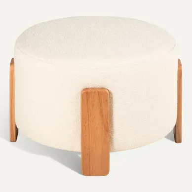 Pouf H. 36 cm BOUCLE Blanc Pouf H. 36 cm BOUCLE Blanc vue 3/4