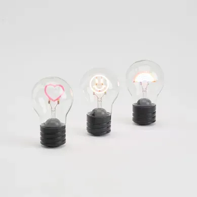 Ampoule décorative H. 12 cm - Smiley, coeur ou arc-en-ciel Ampoule décorative H. 12 cm - Smiley, coeur ou arc-en-ciel vue 3/4