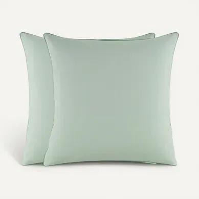 2 taies d'oreiller 65x65 cm DREAMEA PERCALE SAUGE 2 taies d'oreiller 65x65 cm DREAMEA PERCALE SAUGE vue de face
