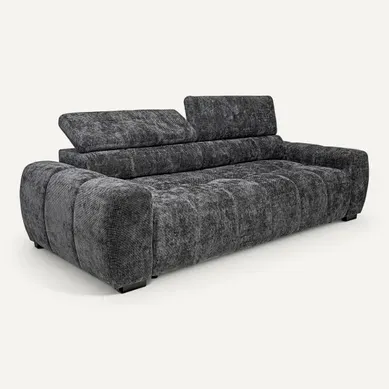 Canapé relax 3,5 places AUGUSTIN tissu gris foncé Canapé relax 3,5 places AUGUSTIN tissu gris foncé vue 3/4