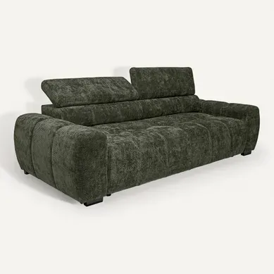 Canapé relax 3,5 places AUGUSTIN tissu vert Canapé relax 3,5 places AUGUSTIN tissu vert vue 3/4