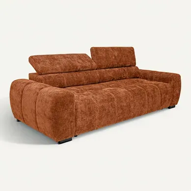 Canapé relax 3,5 places AUGUSTIN tissu terra cotta Canapé relax 3,5 places AUGUSTIN tissu terra cotta vue 3/4