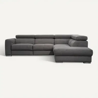 Canapé d'angle relax droit TIFFANY électrique tissu gris Canapé d'angle relax droit TIFFANY électrique tissu gris vue de face