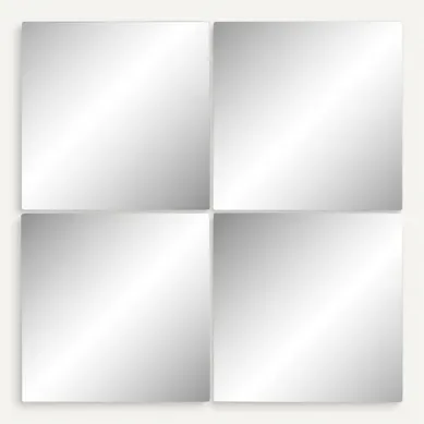 4 miroirs carrés 30x30 cm PICO Transparent vue de face