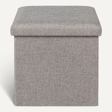 Pouf pliable H. 38 cm PAULINE Gris Pouf pliable H. 38 cm PAULINE Gris vue de face