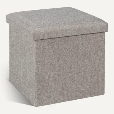 Pouf pliable H. 38 cm PAULINE Gris Pouf pliable H. 38 cm PAULINE Gris vue 3/4