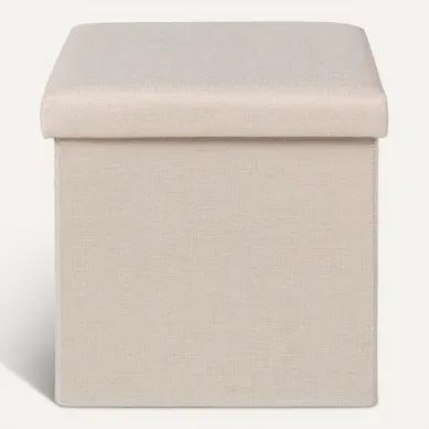 Pouf pliable H. 38 cm PAULINE Ecru Pouf pliable H. 38 cm PAULINE Ecru vue de face