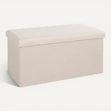 Banc pliable H. 38 cm PAULINE Ecru Banc pliable H. 38 cm PAULINE Ecru vue 3/4