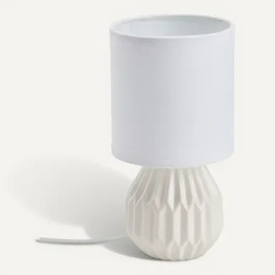 Lampe à poser H. 23 cm ZOE Blanc Lampe à poser H. 23 cm ZOE Blanc vue de face