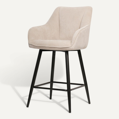 Tabouret De Bar Pivotant Rio Beige Pieds Métal Noir Tabouret De Bar Pivotant Rio Beige Pieds Métal Noir
