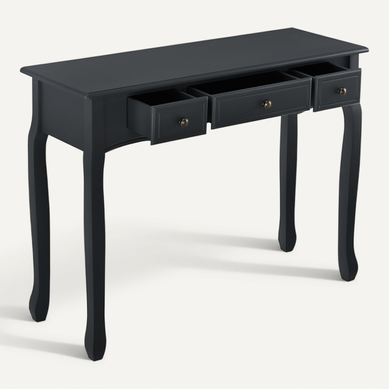 Table Console D Entrée Salon Avec 3 Tiroirs Mdf Pieds En Pin 100 Cm Noir 03_0004179/2 Table Console D Entrée Salon Avec 3 Tiroirs Mdf Pieds En Pin 100 Cm Noir 03_0004179/2