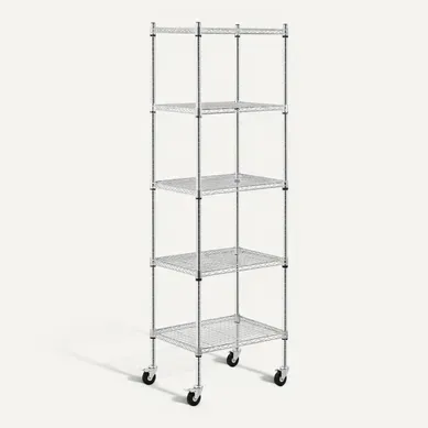 Étagère Métallique 60 X 45 X 190 Cm 50 Kg 4 Roulettes Étagère Autoportante