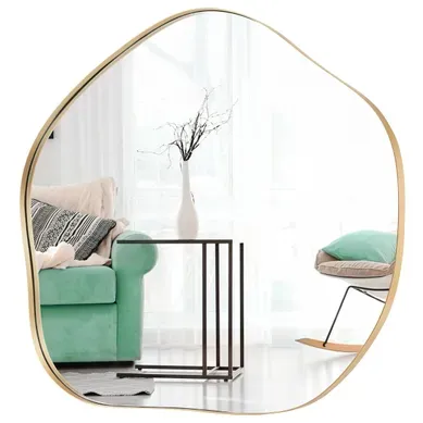 Miroir Mural Irrégulier 75 X 70 Cm Avec Cadre En Métal Design Moderne Et Installation Miroir Mural Irrégulier 75 X 70 Cm Avec Cadre En Métal Design Moderne Et Installation
