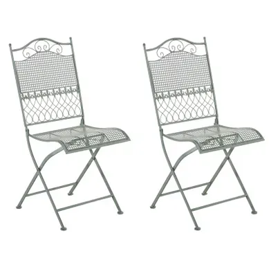 Lot De 2 Chaises De Jardin Pliable Balcon Terrasse Design Rustique En Métal Vert Vieilli 10_000284 Lot De 2 Chaises De Jardin Pliable Balcon Terrasse Design Rustique En Métal Vert Vieilli 10_000284